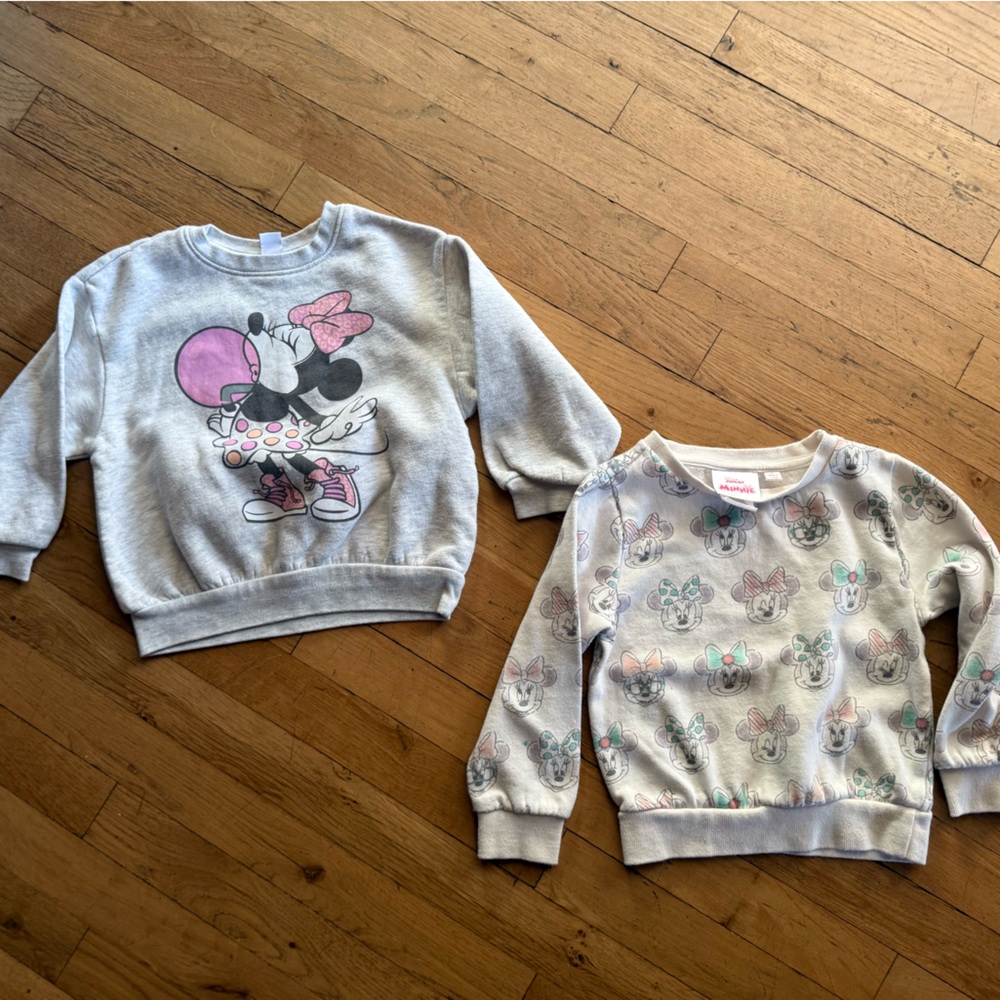 Disney Gray and Pink Minnie, mouse Character Sweatshirt Set